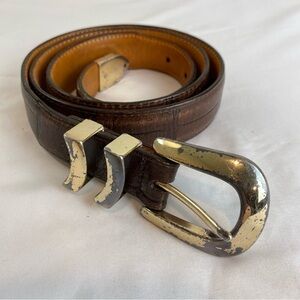 Brighton Vintage Onyx Crocodile Embossed Leather Belt #19408